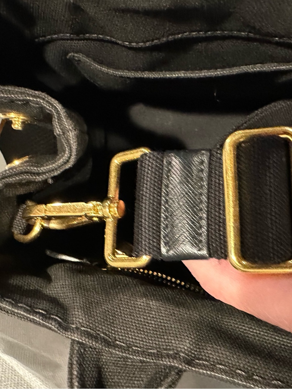 Prada Black Canapa Tote with White Logo - Picture 9 of 11